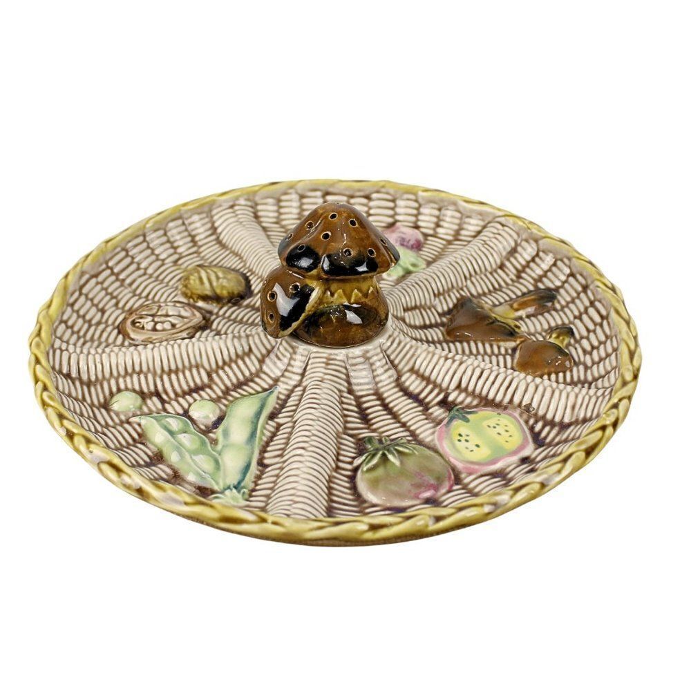 Mushroom Relish Serving Plate Toothpick Holder Ceramic Mid Century Modern VTG